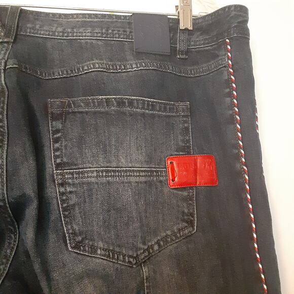 Born Fly Men's 42x30 Denim Jeans Embroidered Stitching Distressed Hip Hop EUC - Picture 11 of 16